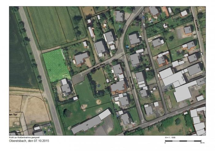 Lageplan mit eingezeichnetem Bauplatz