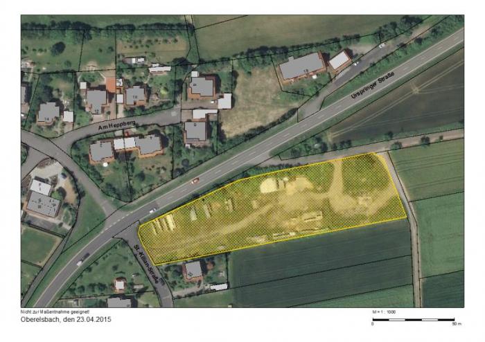 Lageplan mit eingezeichnetem Bauplatz